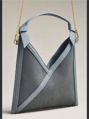 Mali + Lili faux suede gray bag Slate Blue Shoulder Bag with Gold Chain Strap